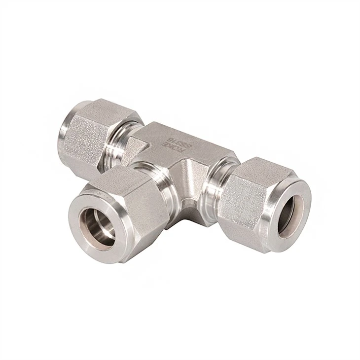 OD 3/8 Stainless Steel 304 Double Ferrule Equal Union Tee